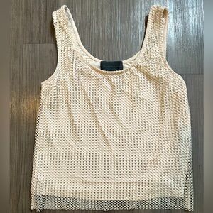 Anthropologie Sunday in Brooklyn Tan Mesh Sparkle Tank Top